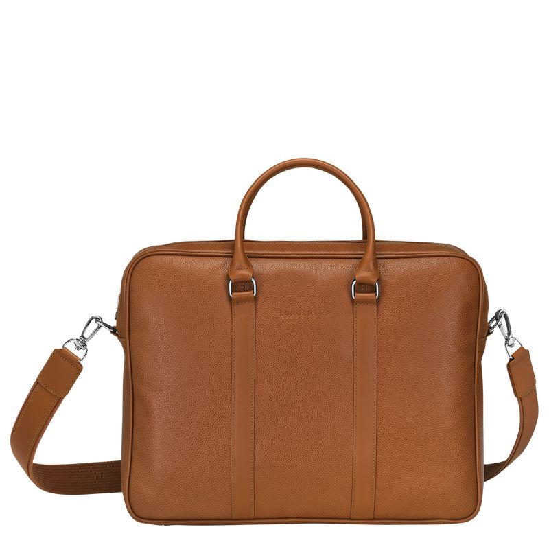 Caramel - Leather Longchamp Le FoulonnÉ M Women Briefcase | AU7740OK