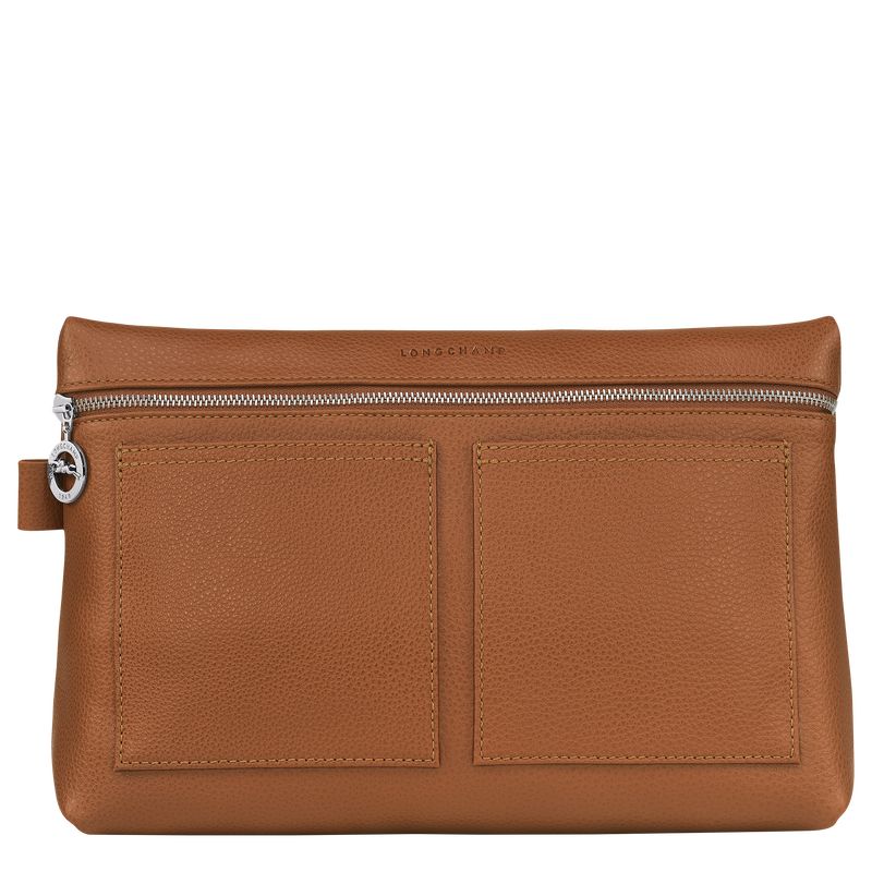 Caramel - Leather Longchamp Le FoulonnÉ Men Toiletry Bags | AU9256QM