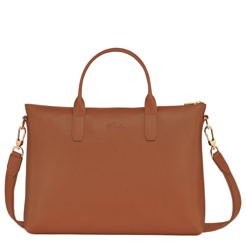 Caramel - Leather Longchamp Le FoulonnÉ S Men Briefcase | AU8787WN