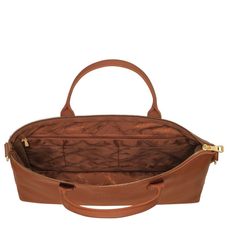 Caramel - Leather Longchamp Le FoulonnÉ S Men Briefcase | AU8787WN