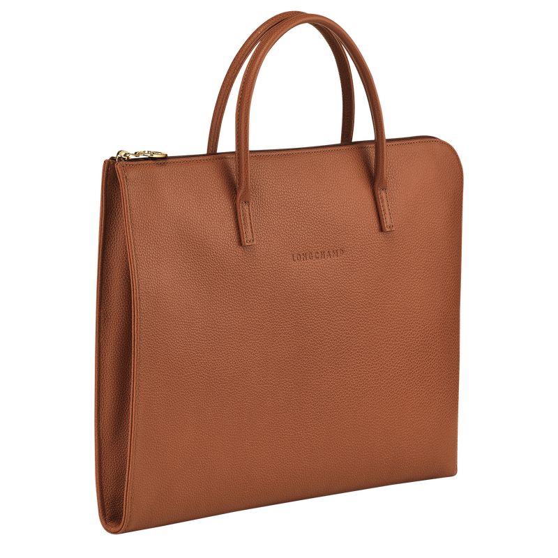 Caramel - Leather Longchamp Le FoulonnÉ S Women Briefcase | AU7747WN