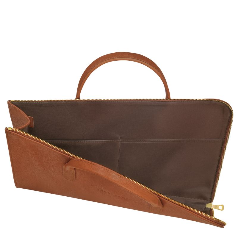 Caramel - Leather Longchamp Le FoulonnÉ S Women Briefcase | AU7747WN