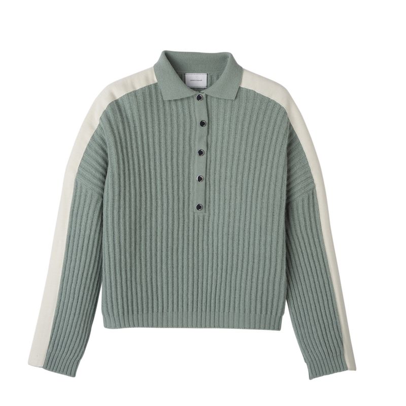 Celadon - Knit Longchamp Polo collar Women Jumper | AU8599LI