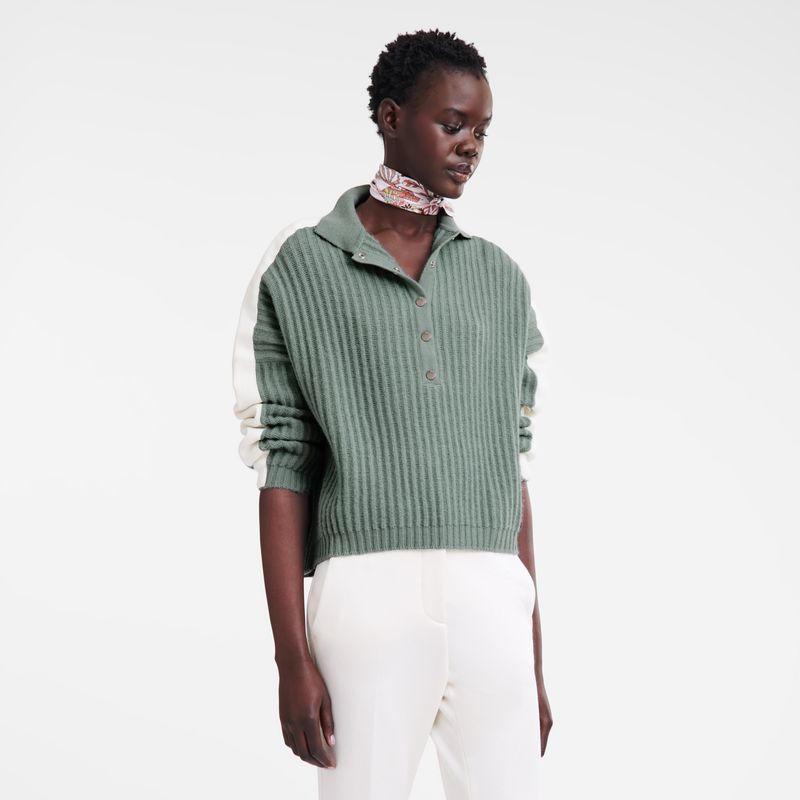 Celadon - Knit Longchamp Polo collar Women Jumper | AU8677IL