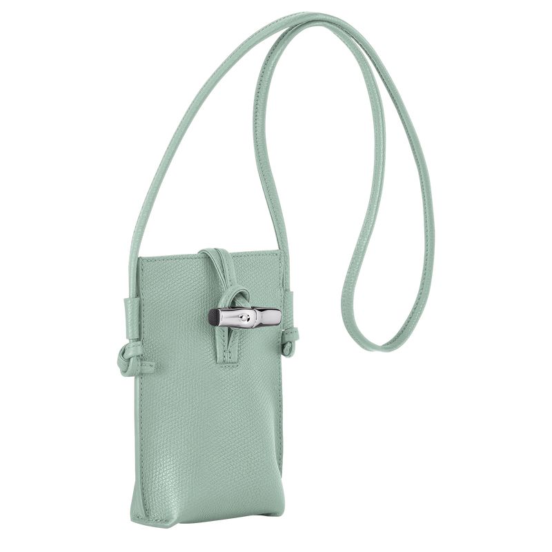 Celadon - Leather Longchamp Le Roseau 1 Women Phone Case | AU7997SG