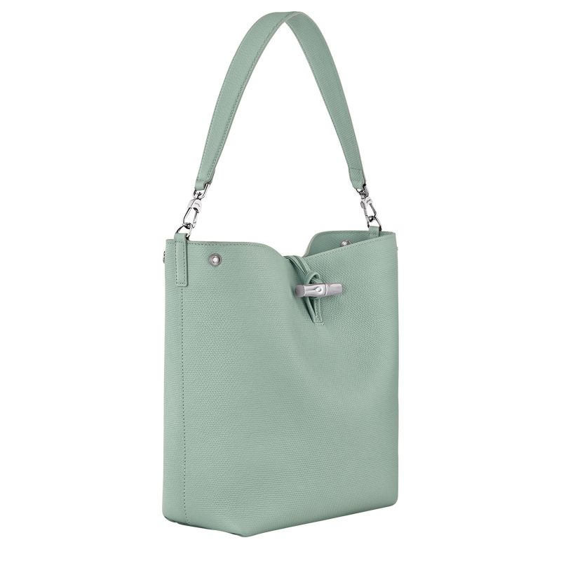 Celadon - Leather Longchamp Le Roseau M Shoulder Women Shoulder Bags | AU7555GS