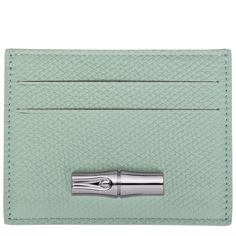 Celadon - Leather Longchamp Le Roseau Women Card Holder | AU7923LI