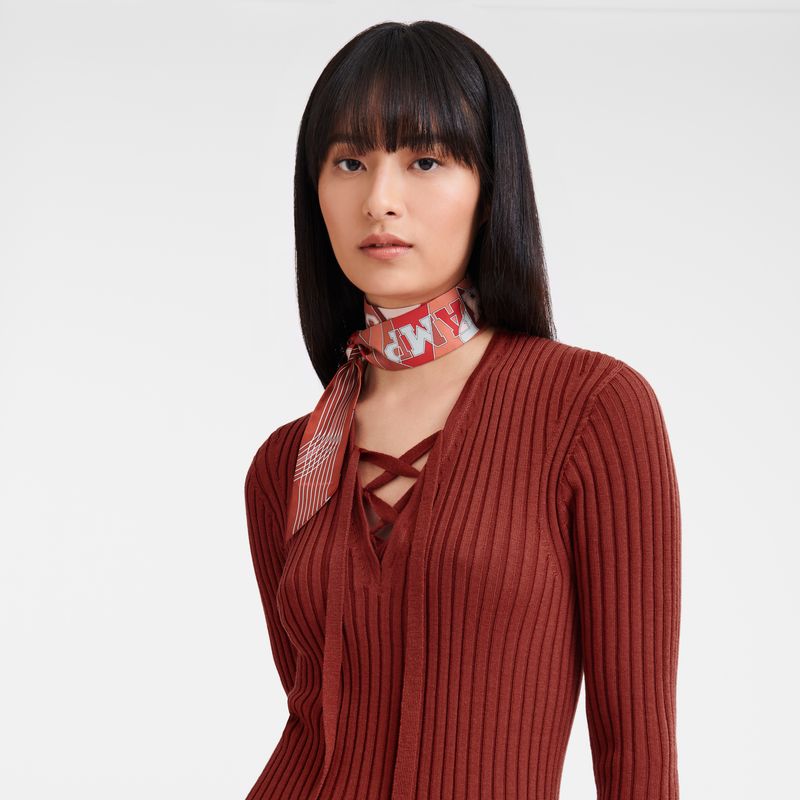 Chestnut - Knit Longchamp Fitted long Women Dress | AU8561ZU