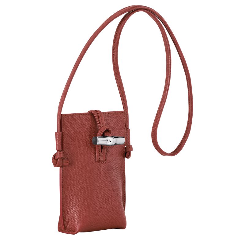 Chestnut - Leather Longchamp Le Roseau 1 Women Phone Case | AU8025JP