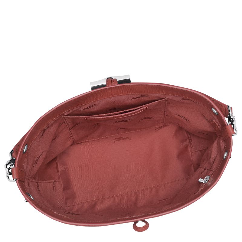 Chestnut - Leather Longchamp Le Roseau M Shoulder Women Shoulder Bags | AU7553DF