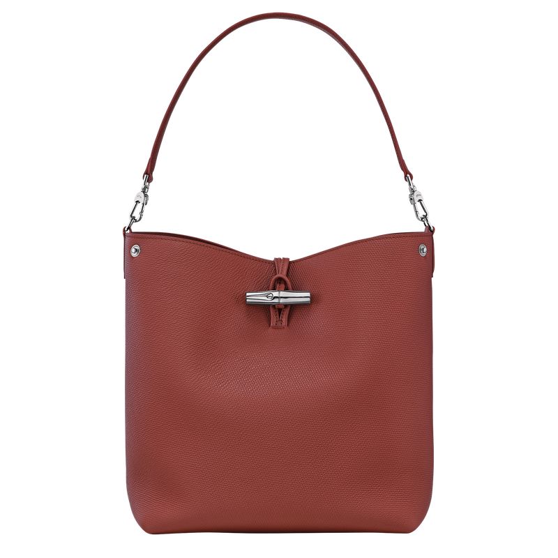 Chestnut - Leather Longchamp Le Roseau M Shoulder Women Shoulder Bags | AU7553DF