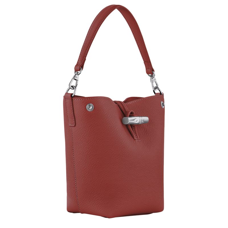 Chestnut - Leather Longchamp Le Roseau XS Bucket Women Crossbody Bags | AU7444IL