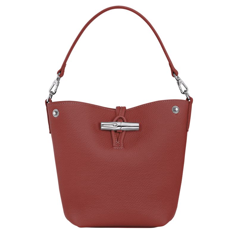 Chestnut - Leather Longchamp Le Roseau XS Bucket Women Mini Bags | AU7071WN