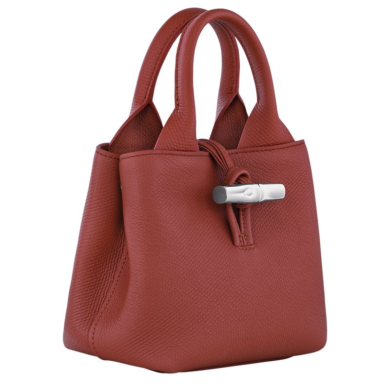 Chestnut - Leather Longchamp Le Roseau XS Handbag Women Mini Bags | AU7077TC