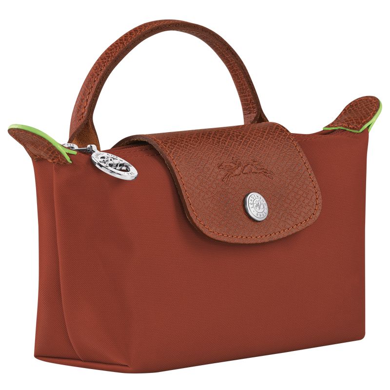 Chestnut - Recycled canvas Longchamp Le Pliage Green with handle Women Pouches | AU7956QM