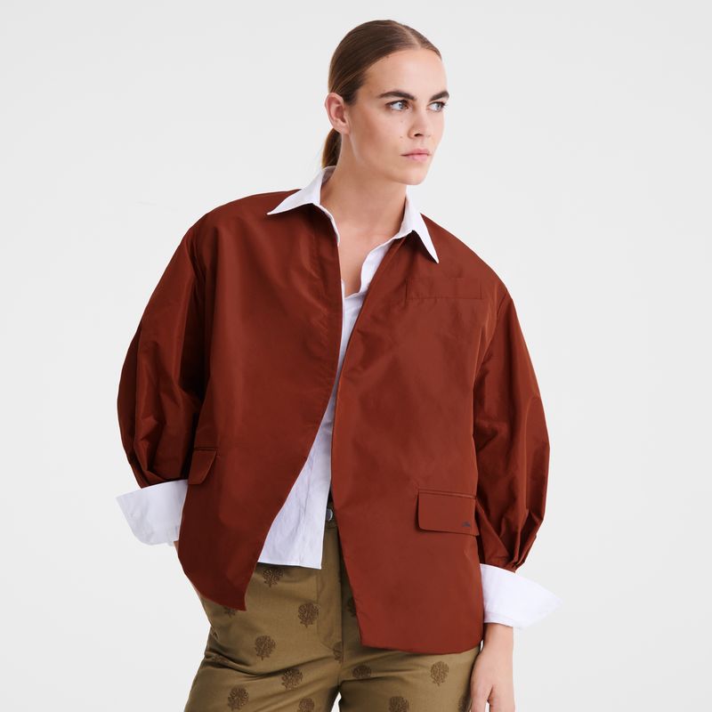 Chestnut - Technical taffeta Longchamp Kimono Women Jackets | AU8555MQ