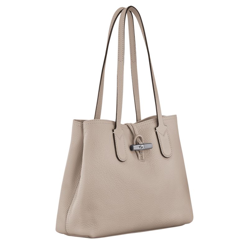 Clay - Leather Longchamp Le Roseau Essential M Tote Women Shoulder Bags | AU7542WN