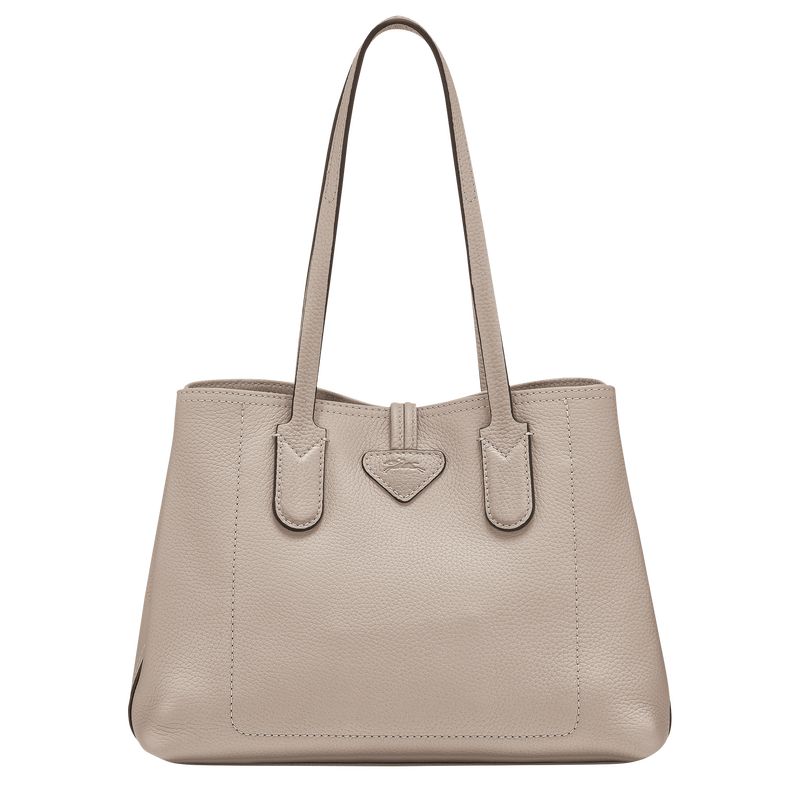 Clay - Leather Longchamp Le Roseau Essential M Tote Women Shoulder Bags | AU7542WN