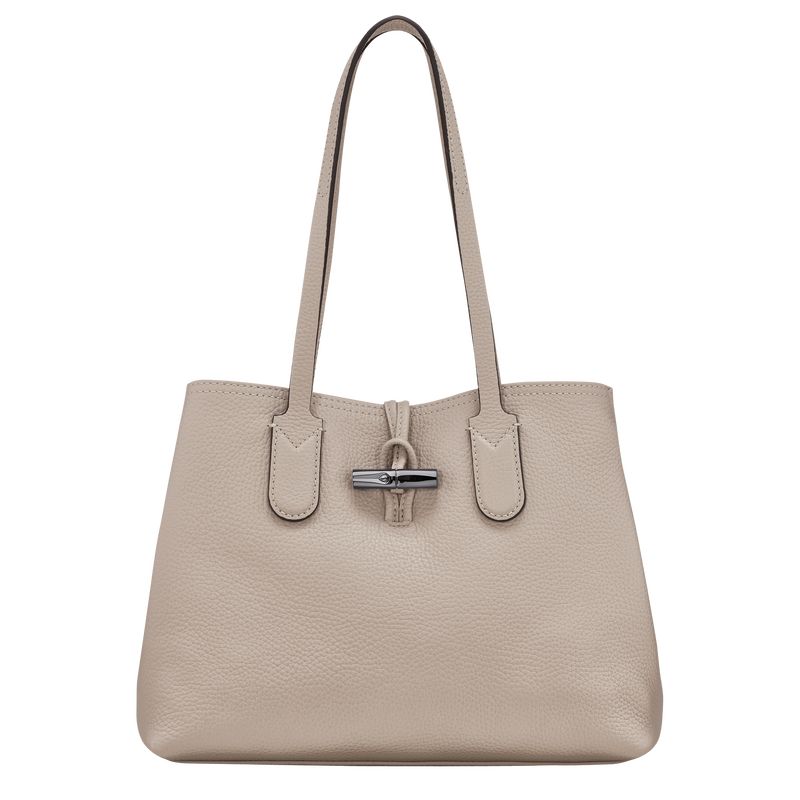 Clay - Leather Longchamp Le Roseau Essential M Tote Women Shoulder Bags | AU7542WN