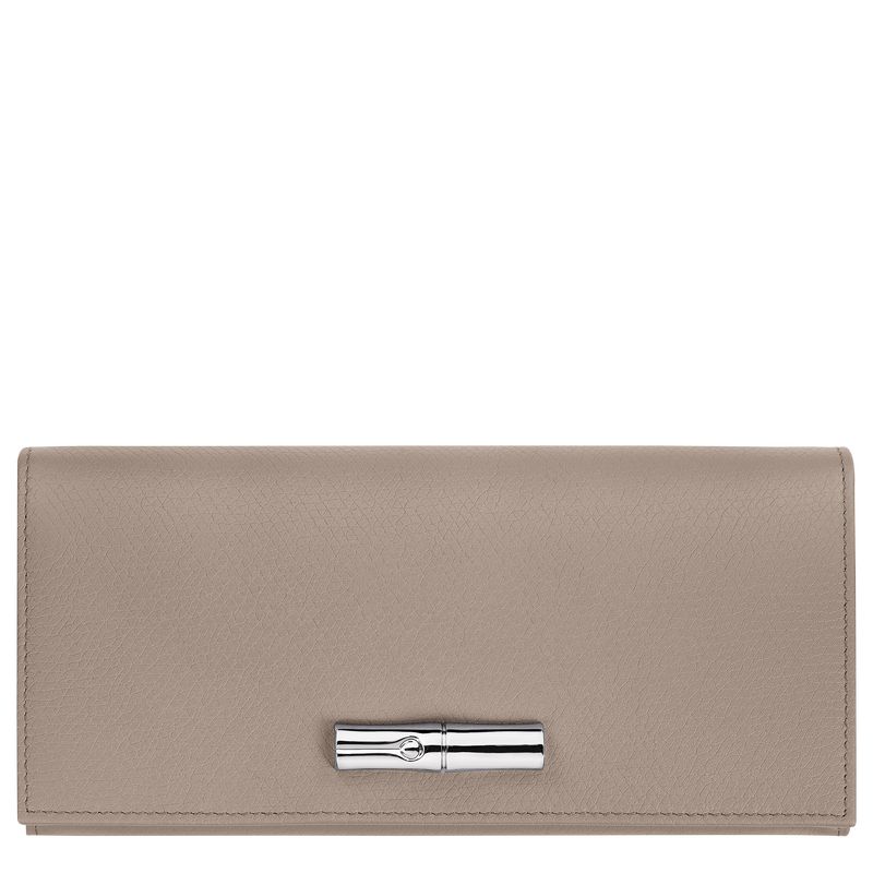 Clay - Leather Longchamp Le Roseau Flap Women Wallets | AU7859UZ