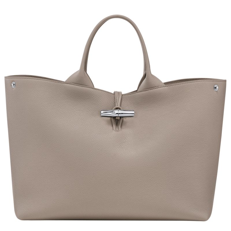 Clay - Leather Longchamp Le Roseau L Women Handbag | AU7288IL