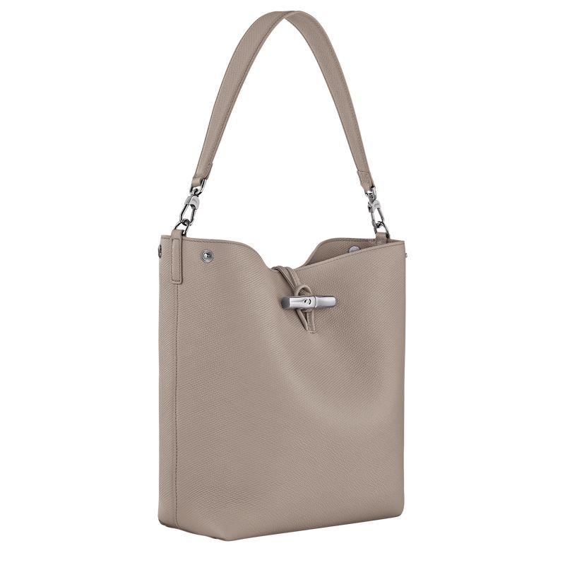 Clay - Leather Longchamp Le Roseau M Shoulder Women Shoulder Bags | AU7556HA