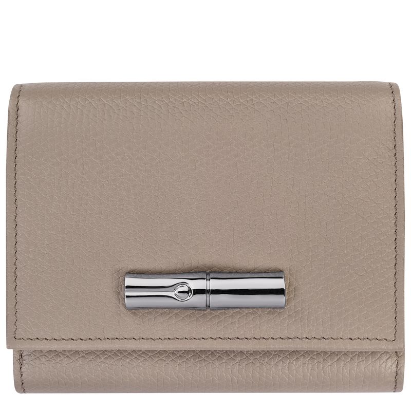 Clay - Leather Longchamp Le Roseau Women Wallets | AU7865DF