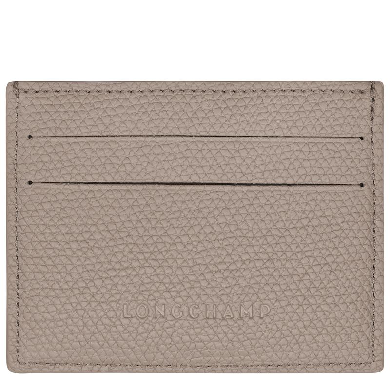 Clay - Leather Longchamp Le Roseau Women Card Holder | AU7908RV