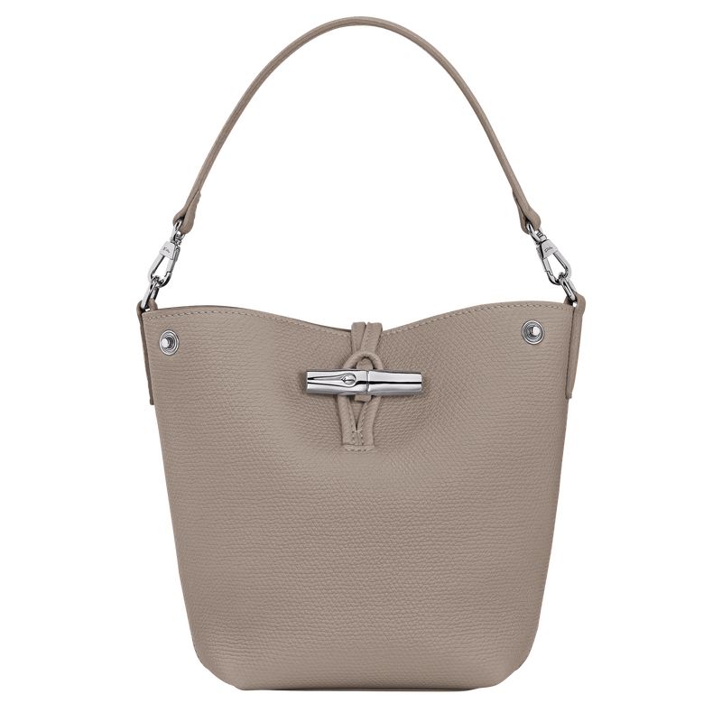 Clay - Leather Longchamp Le Roseau XS Bucket Women Crossbody Bags | AU7446PJ