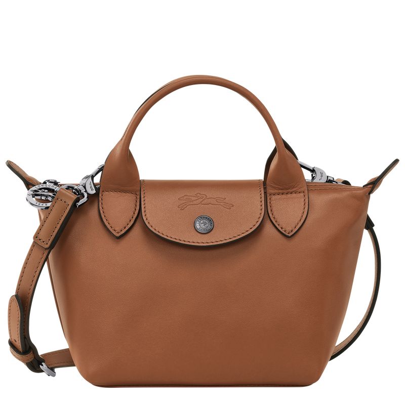 Cognac - Leather Longchamp Le Pliage Xtra XS Women Handbag | AU7196ZU