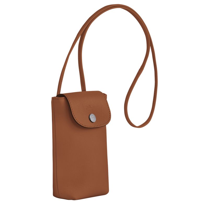 Cognac - Leather Longchamp Le Pliage Xtra with leather lace Women Phone Case | AU7784JP