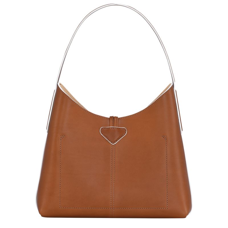 Cognac - Leather Longchamp Le Roseau M Hobo Women Shoulder Bags | AU7545TC