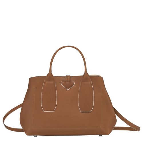 Cognac - Leather Longchamp Le Roseau M Women Handbag | AU7367KO