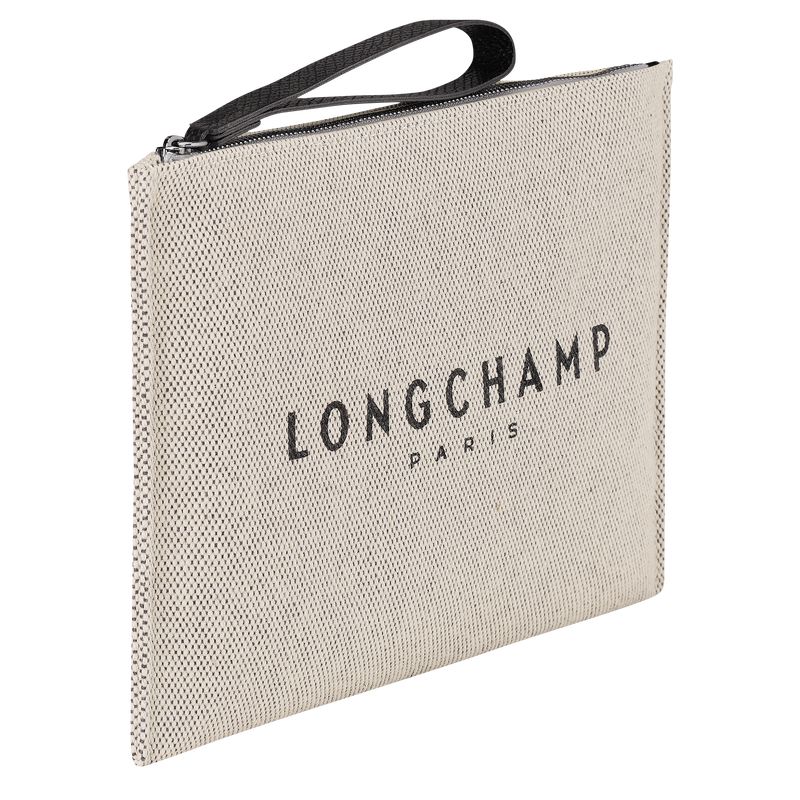 Ecru - Canvas Longchamp Essential Women Pouches | AU7691YX