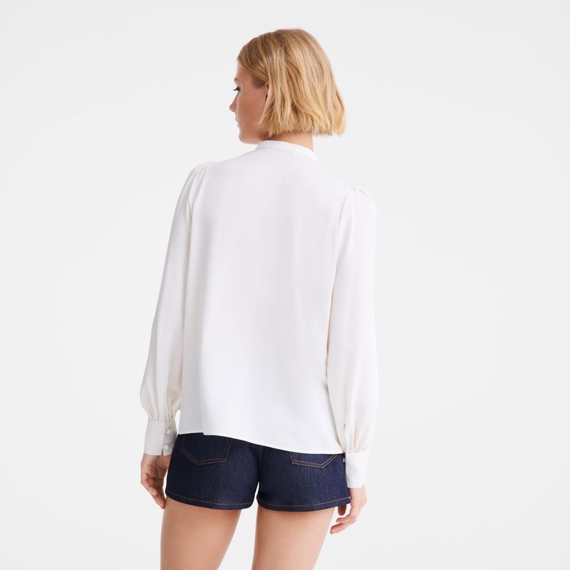 Ecru - Fluid crepe Longchamp Blouse Women Blouse | AU8691UZ