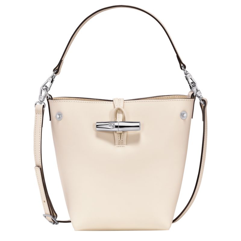 Ecru - Leather Longchamp Le Roseau XS Bucket Women Crossbody Bags | AU7408BE