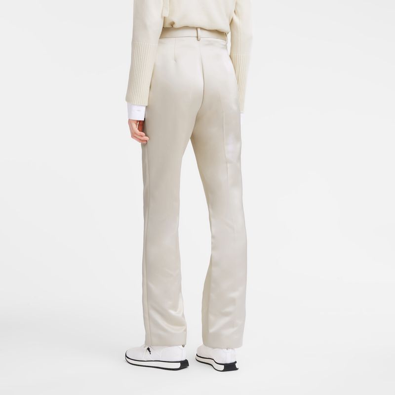 Ecru - Satin Longchamp Suit Women Pants | AU8710MQ