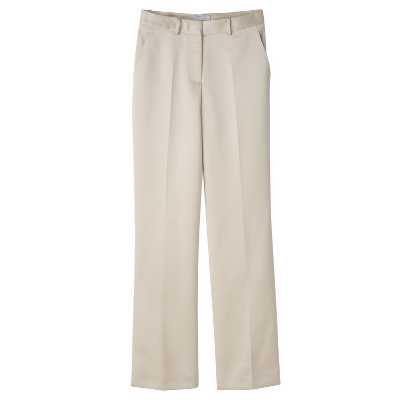 Ecru - Satin Longchamp Suit Women Pants | AU8710MQ