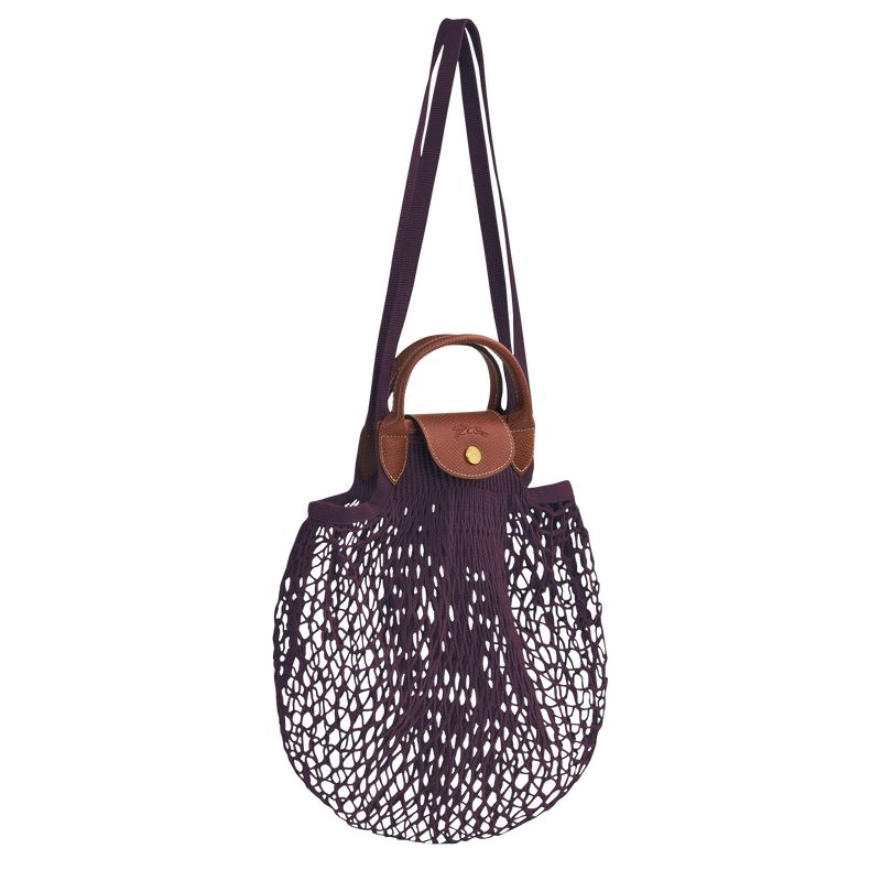 Eggplant - Canvas Longchamp Le Pliage Filet L Mesh Women Shoulder Bags | AU7514MQ