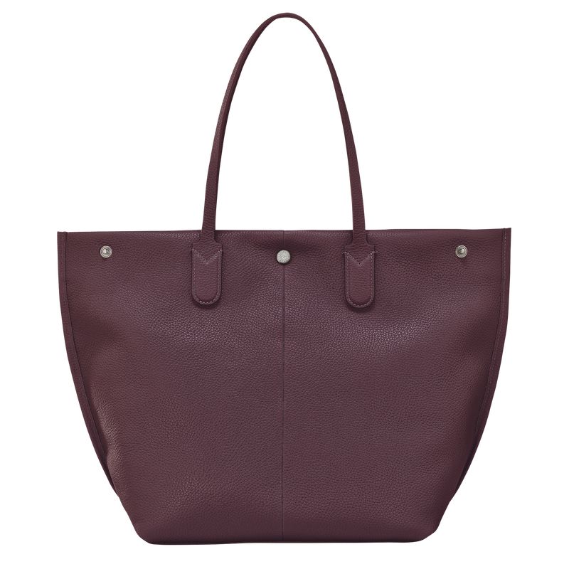 Eggplant - Leather Longchamp Essential L Tote Women Shoulder Bags | AU7547UZ