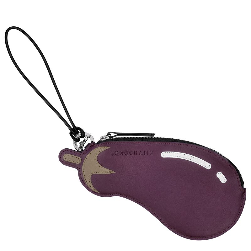 Eggplant - Leather Longchamp Longcharm Eggplant clutch Women Pouches | AU8021DF