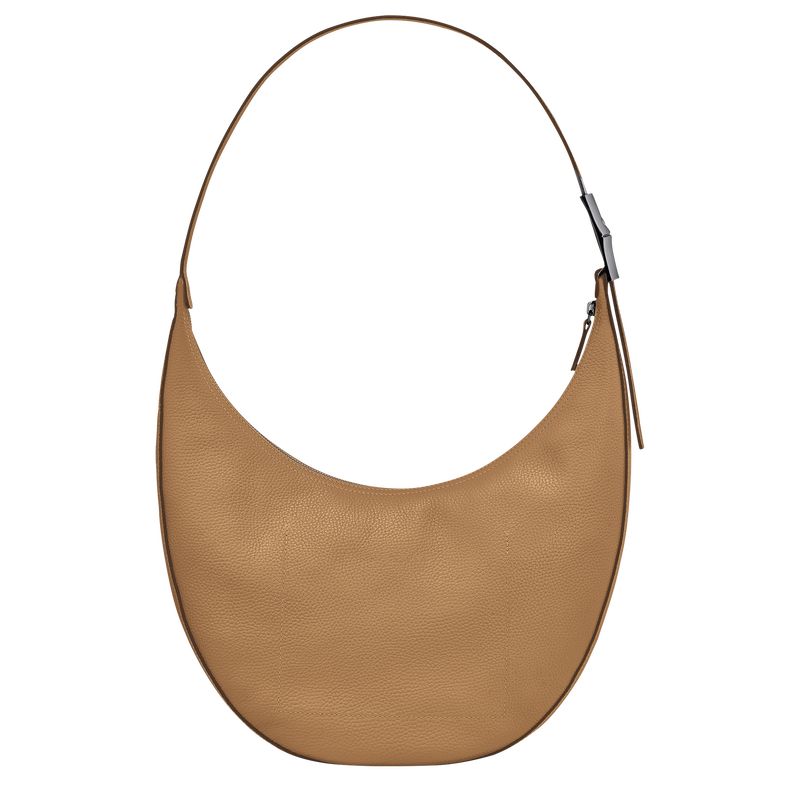 Fawn - Leather Longchamp Le Roseau Essential L Crossbody Women Shoulder Bags | AU7527FD