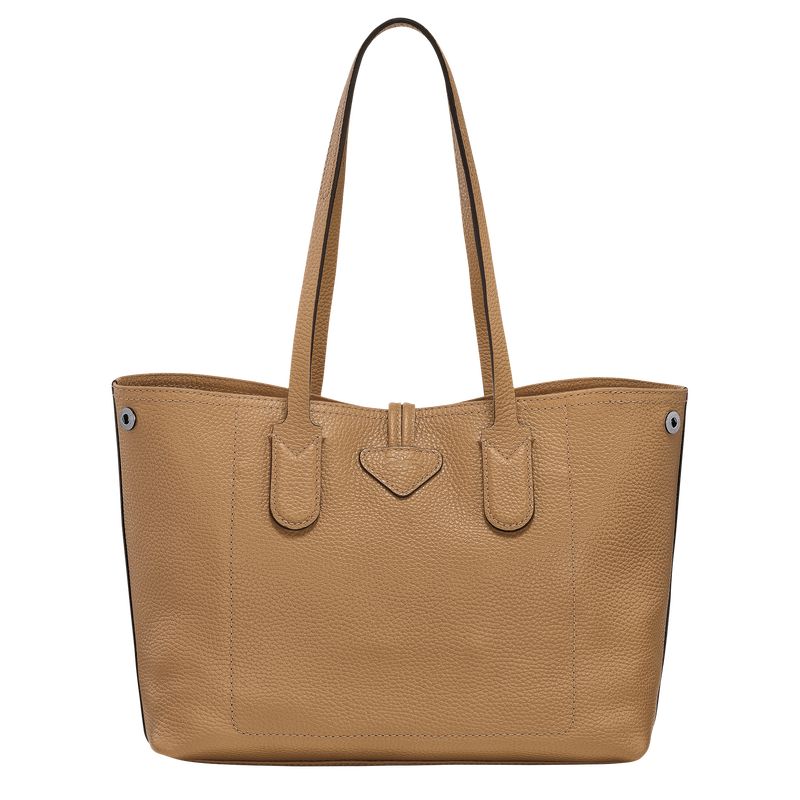 Fawn - Leather Longchamp Le Roseau Essential M Tote Women Shoulder Bags | AU7543EB