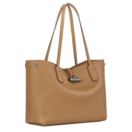 Fawn - Leather Longchamp Le Roseau Essential L Tote Women Shoulder Bags | AU7586UZ