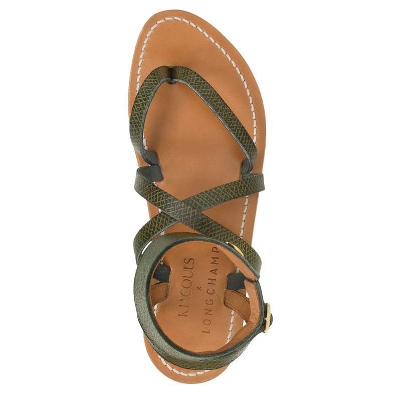 Forest - Leather Longchamp Women Sandals | AU8739EB