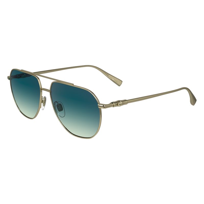 Gold/Petrol Blue - Metal Longchamp Women Sunglasses | AU8464DF