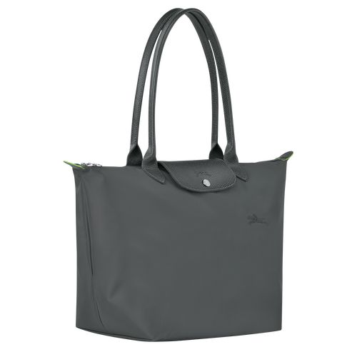 Graphite - Recycled canvas Longchamp Le Pliage Green L Tote Women Shoulder Bags | AU7617NW