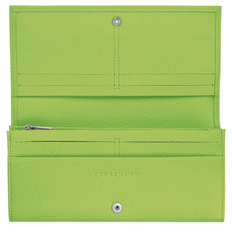 Green Light - Leather Longchamp Le Roseau Flap Women Wallets | AU7858YX