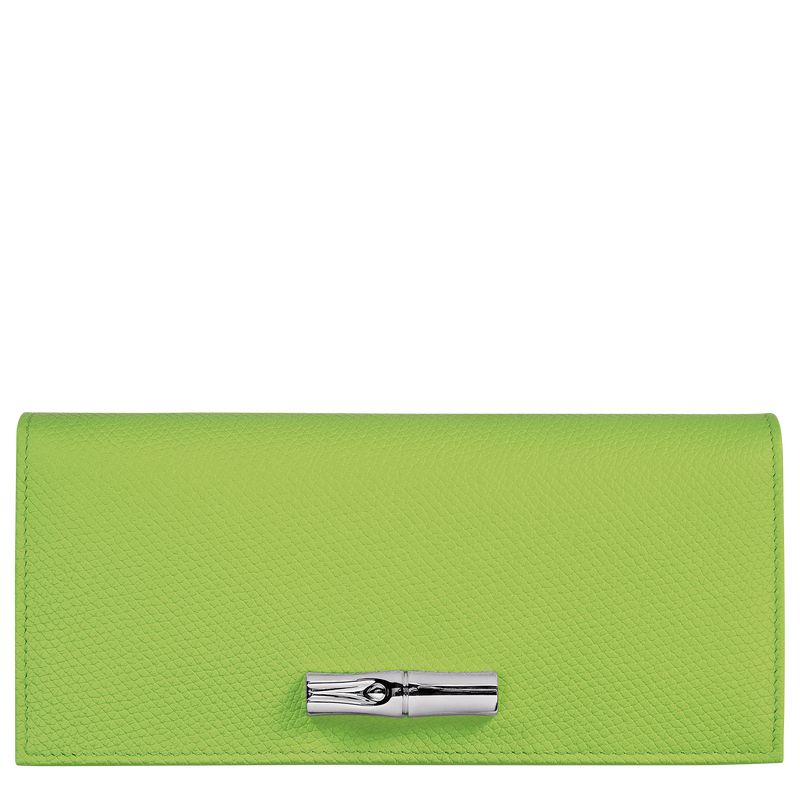 Green Light - Leather Longchamp Le Roseau Flap Women Wallets | AU7858YX