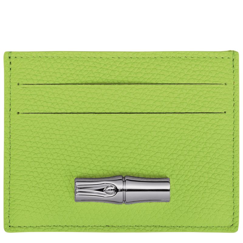 Green Light - Leather Longchamp Le Roseau Women Card Holder | AU7922KO